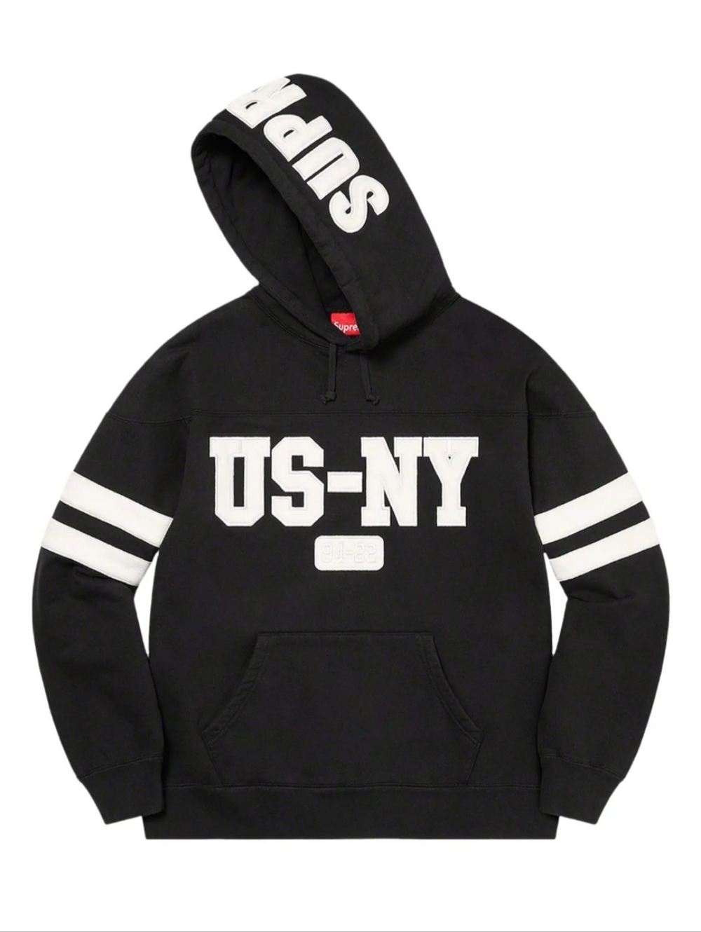 Supreme US-NY Hooded Sweatshirt Hoodie Black FW22 Size X-Large Authentic! 🔥
